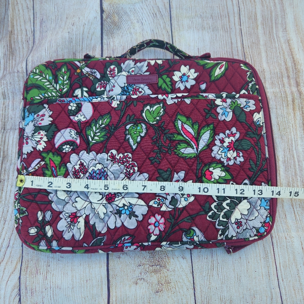 Vera Bradley Bordeaux Blooms Quilted Laptop Sleeve with Handle - Picture 4 of 7